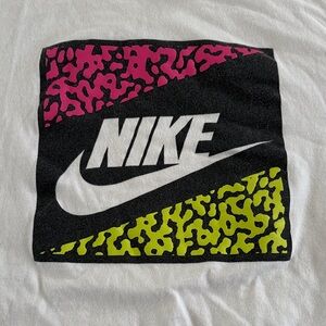 Nike White Tee with Pink and Yellow Graphic Large